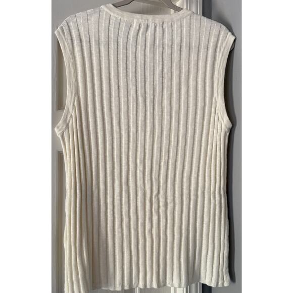 Free People Beach Veda Sweater Vest MED Cream White Boho Festival Preppy Student - Picture 2 of 11
